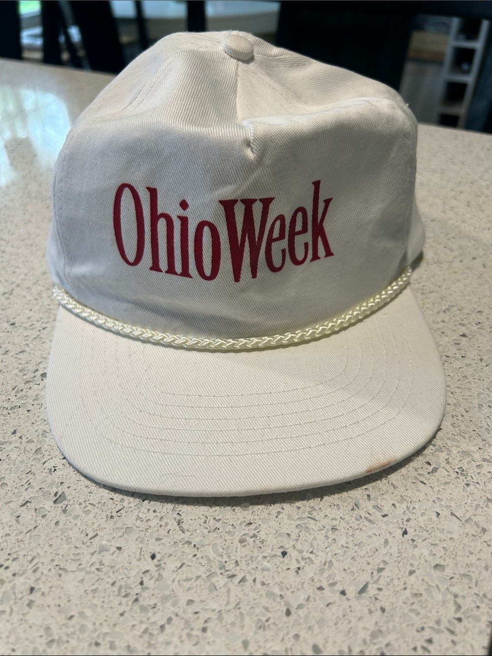 OhioWeek Embroidered Rope Baseball Cap - White with Red Logo